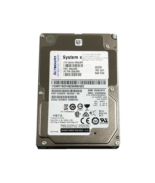 00AJ081 IBM 300GB 15000RPM SAS 6.0Gb/s Hot Swapable 2.5-inch G3 Hard Drive