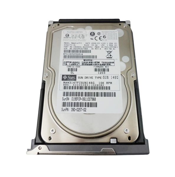 390-0257 Sun 146GB 10000RPM Fibre Channel 2GB/s Hot-Pluggable 3.5-inch Hard Drive