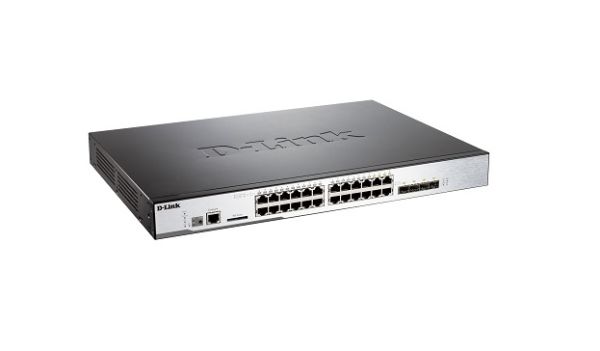 DWS-3160-24TC D-Link 20-Port 48Gbps 10/100/1000Base-TX Managed Gigabit Ethernet Switch with 4 Combo Gigabit SFP Ports