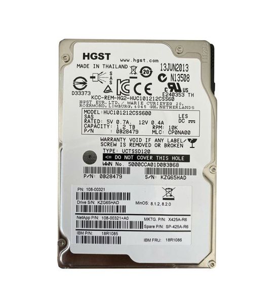 X425A NetApp 1.2TB 10000RPM SAS 6Gb/s 2.5-Inch Hard Drive